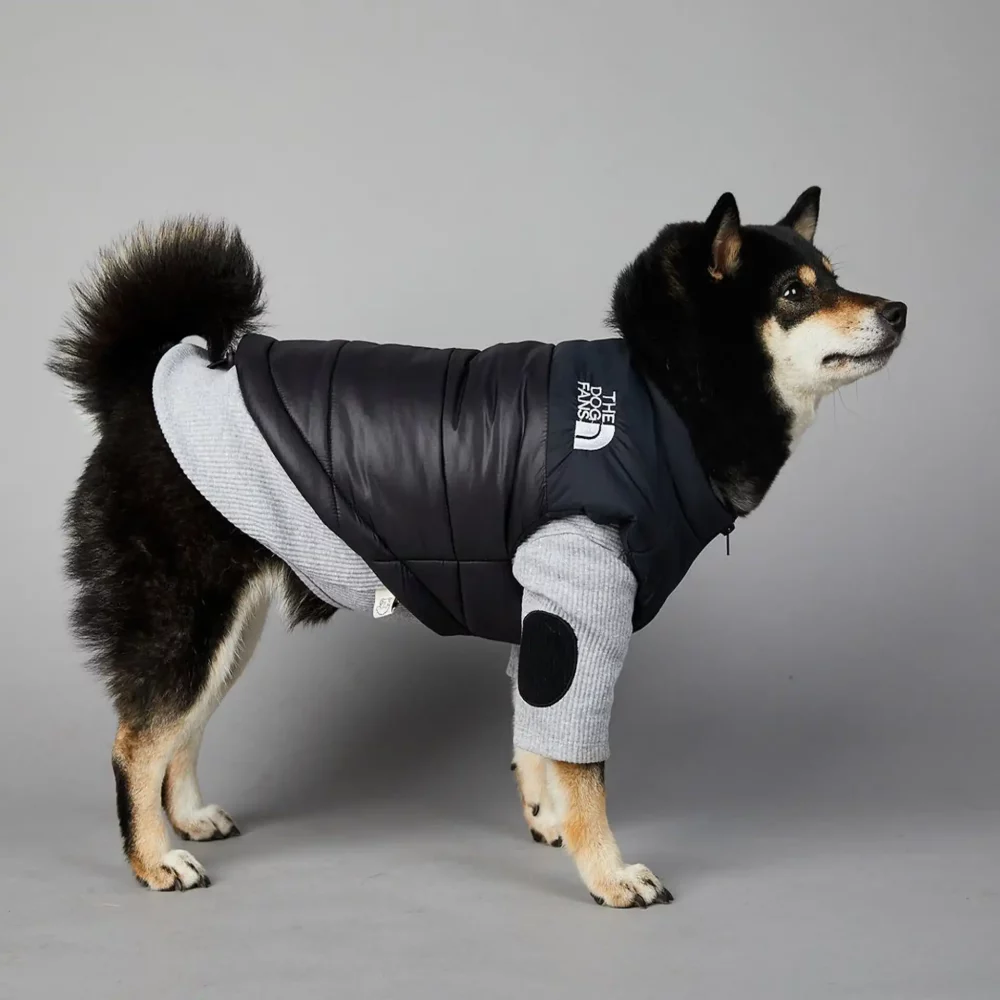 The Dog Face Sleeveless Puffer Designer Dog Jacket - Black