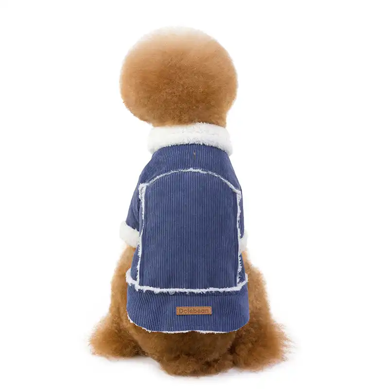 Corduroy Jacket for Dogs, Winter Warm Coat for Dogs - Navy