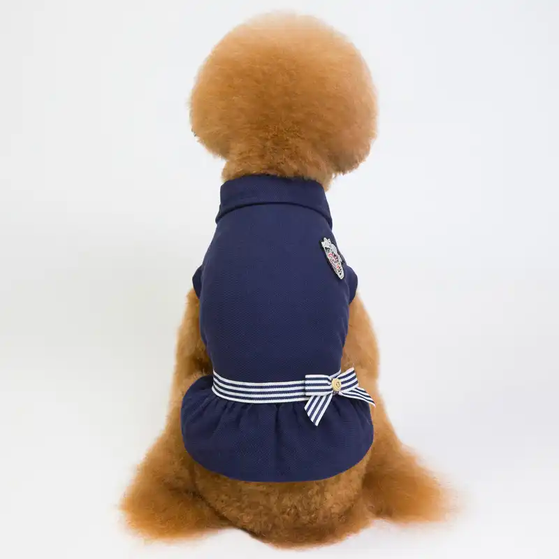 Cute Dress for Small Dog, Teddy Dog Clothes Dresses - Navy blue