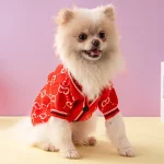 ucci Clothes for Dogs Designer Dog Sweater Cardigan - Red