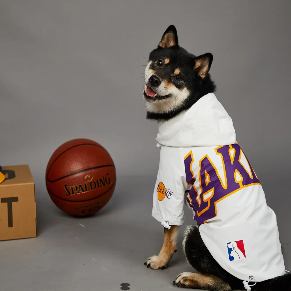 Lakers Dog Jacket Dog Waterproof Rain Jacket Fashionable Jacket