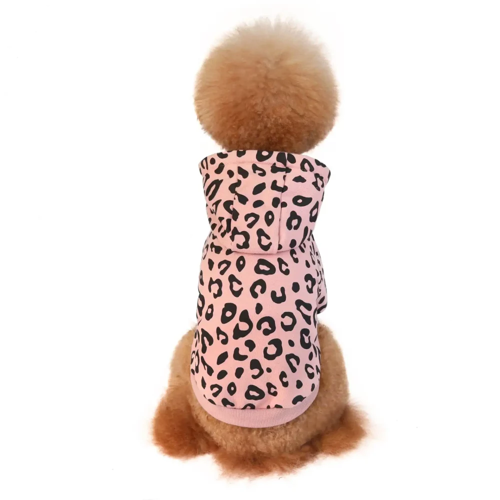 Leopard Hoodie for Dogs, Leopard Clothes for Puppies - Pink