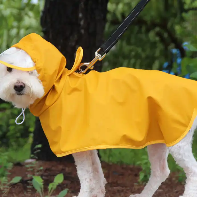 PU Raincoat for Puppy Dog, Waterproof Windproof Jacket for Dog
