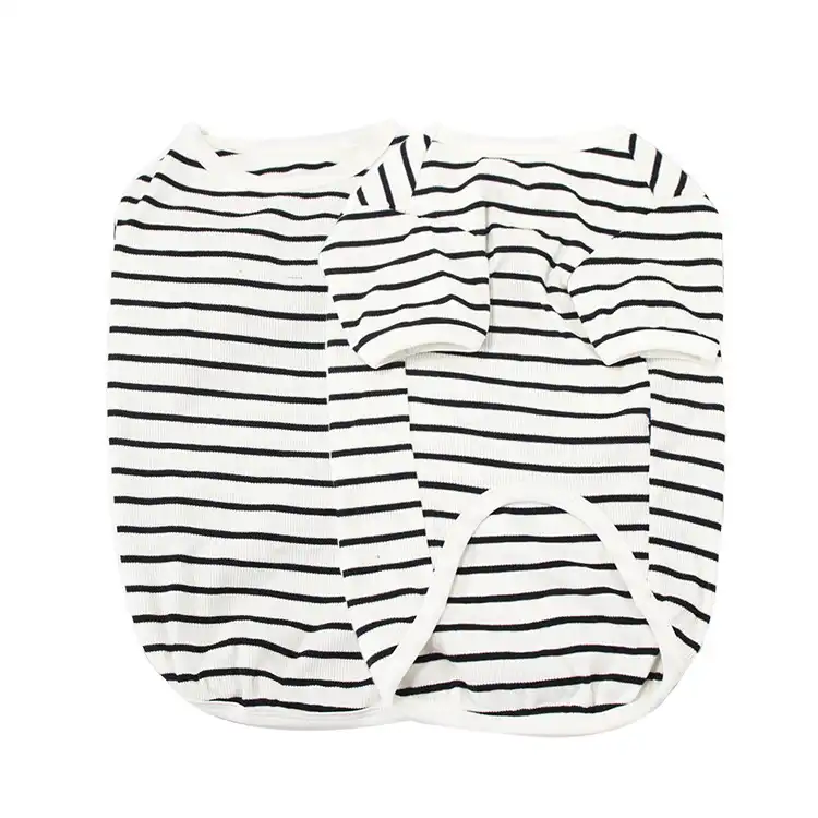 Stripes Dog T-shirts Breathable Striped T-shirts for Dogs - White