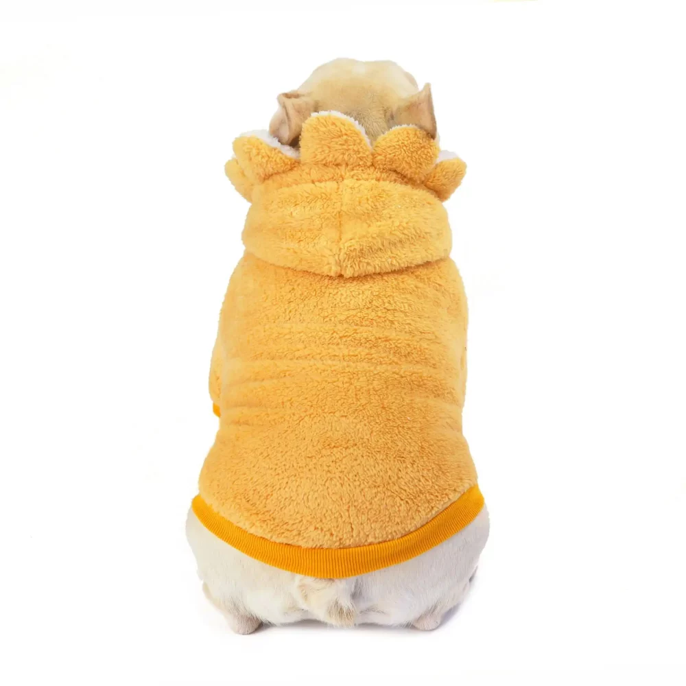 Sun Flower Plush Hoodie for Dogs, Double-sided Fleece - Yellow