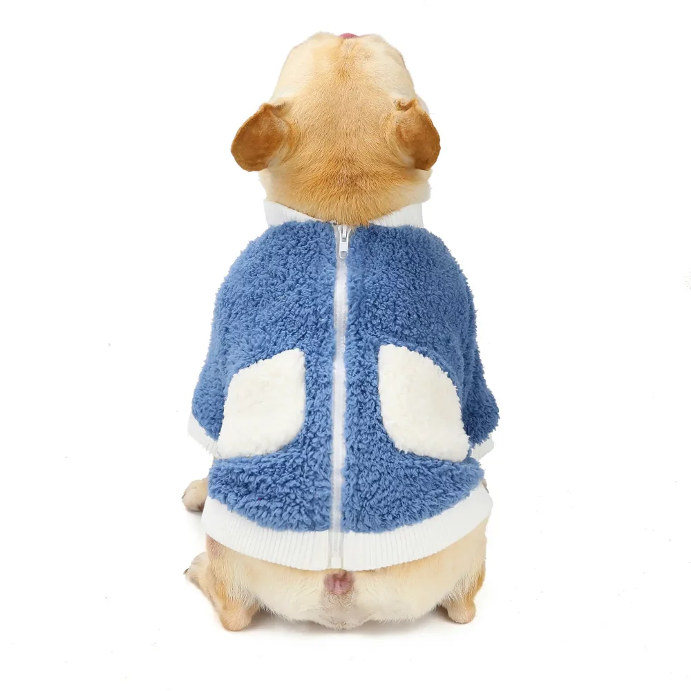 Back Zipper Winter Coat for Dogs - Blue