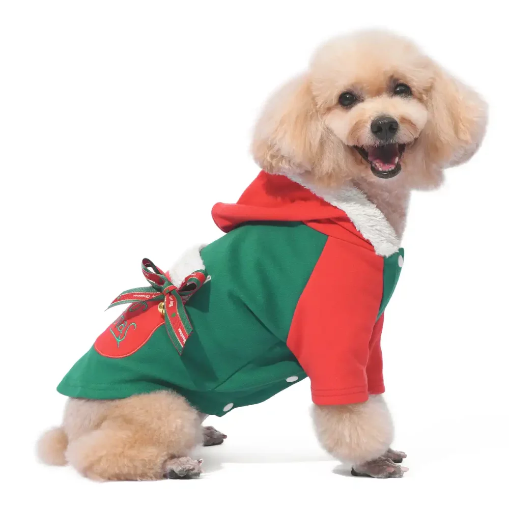 Christmas Dog Clothing, Xmas Hoodie Jacket for Dog - Green
