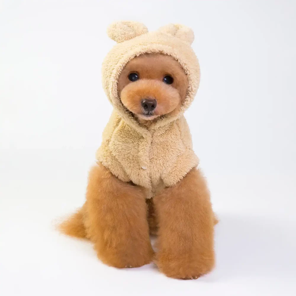 Cute Bear Ears Hoodie Jacket for Dogs - Apricot