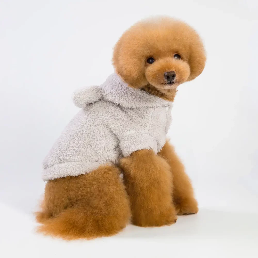 Cute Bear Ears Hoodie Jacket for Dogs - Grey