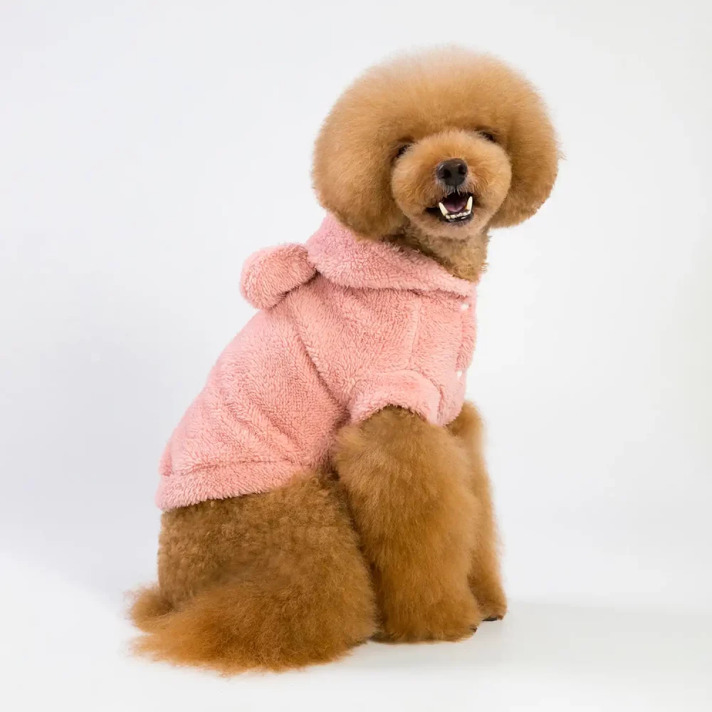 Cute Bear Ears Hoodie Jacket for Dogs - Pink