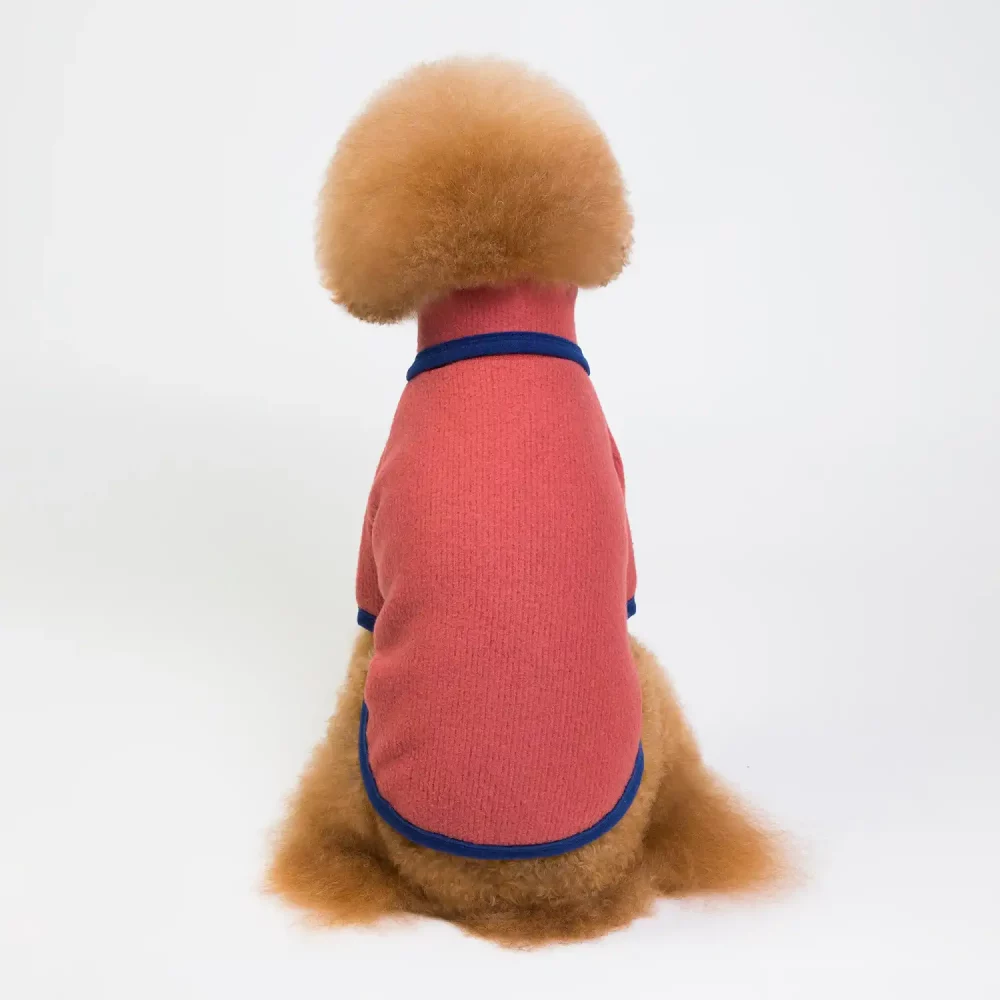 Dog Turtleneck Bottoming T-shirt - Brick red