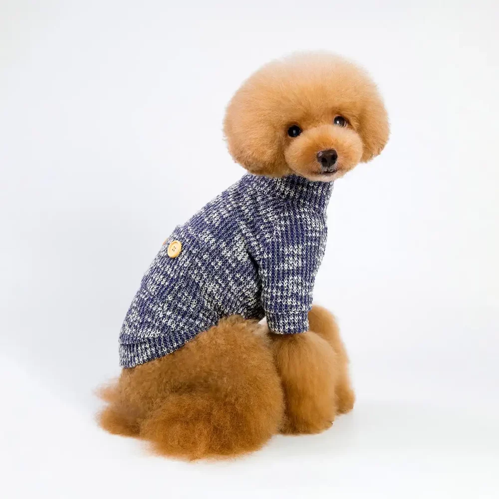 Dog Turtleneck Sweater for Small and Medium Dogs - Blue