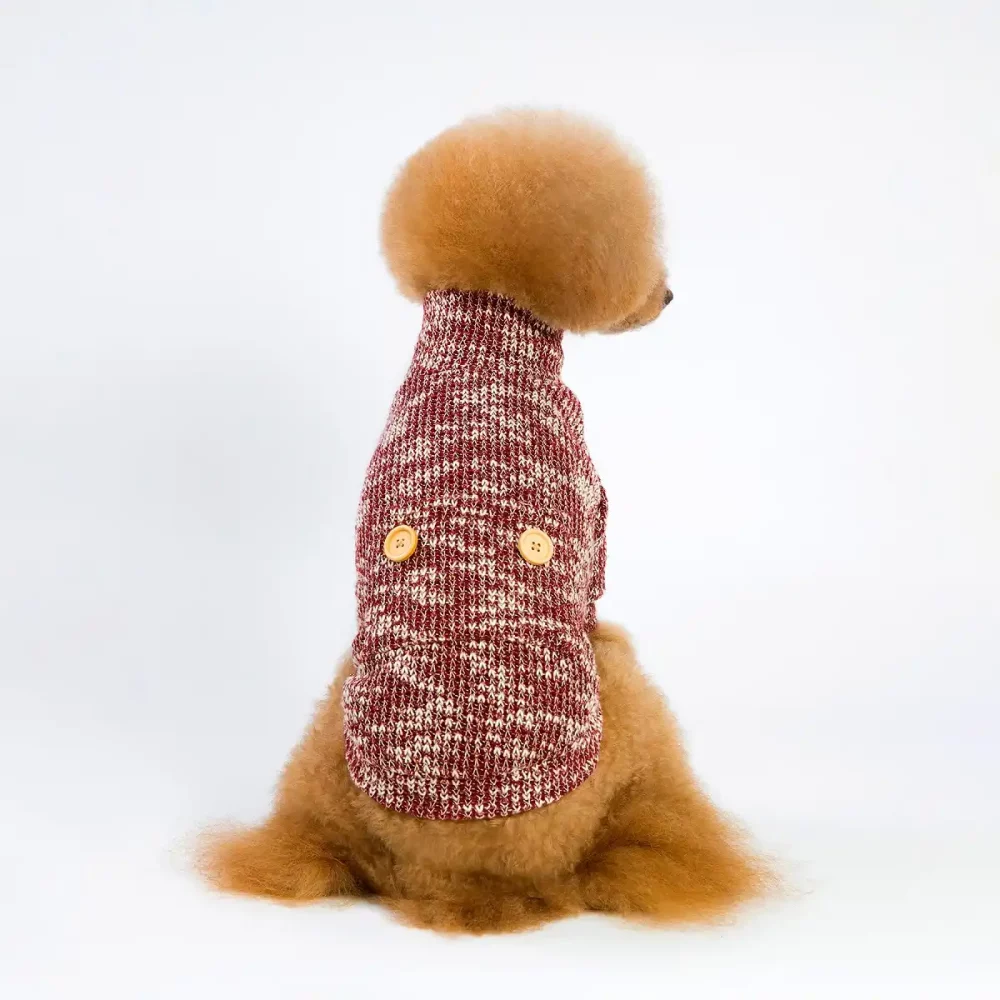 Dog Turtleneck Sweater for Small and Medium Dogs - Red