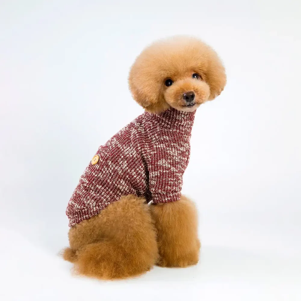 Dog Turtleneck Sweater for Small and Medium Dogs - Red
