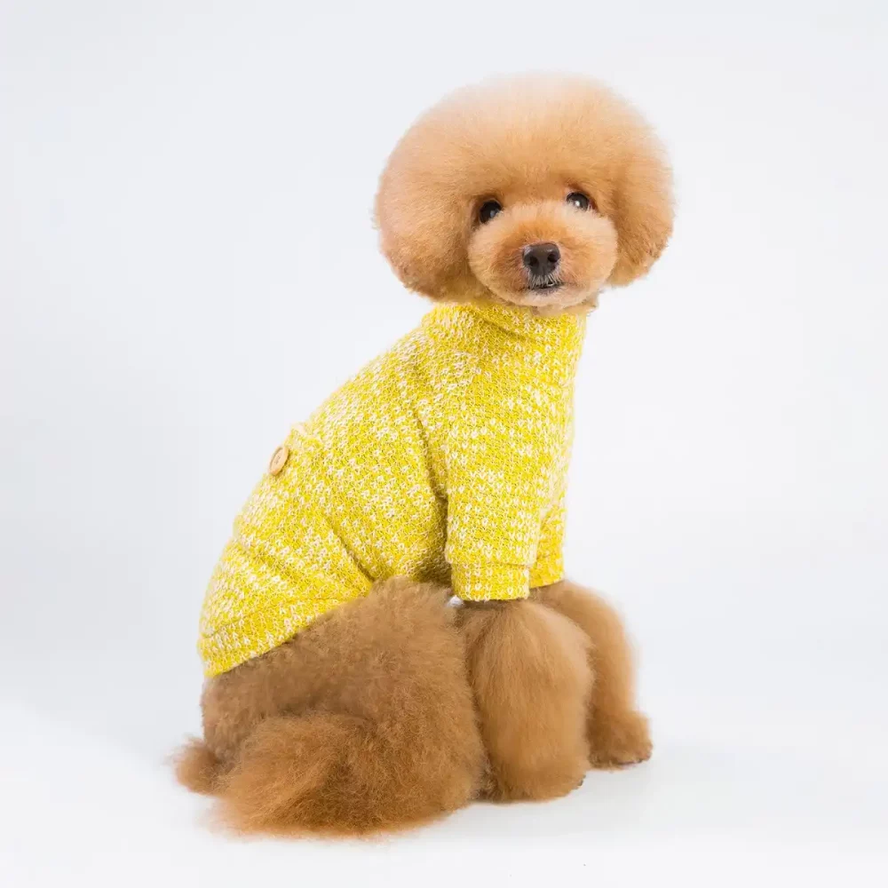 Dog Turtleneck Sweater for Small and Medium Dogs - Yellow
