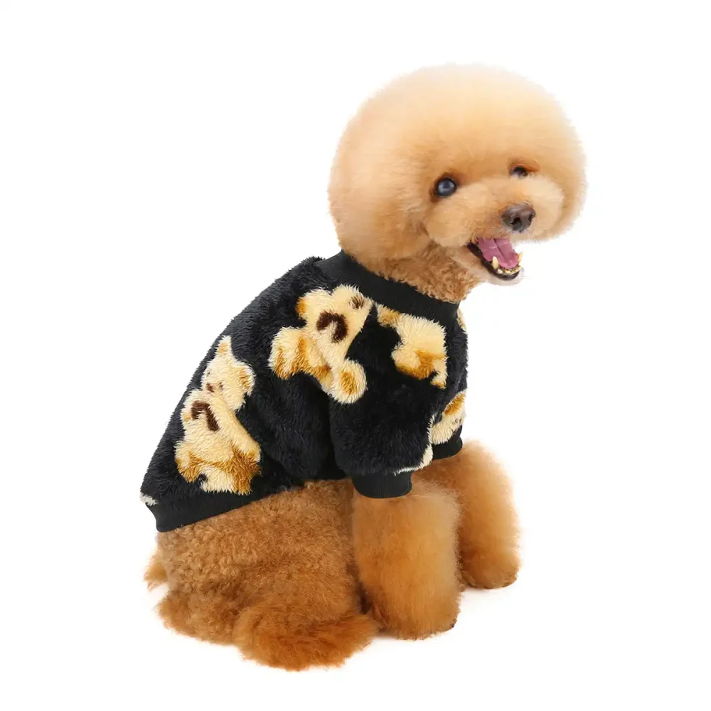 Dogs Bear Print Sweatshirts, Cute Bear Pullover for Dogs - Black