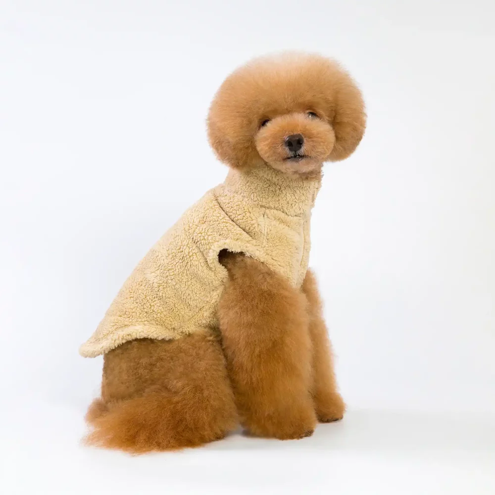 Double Fleece Winter Jacket for Small Dogs - Apricot