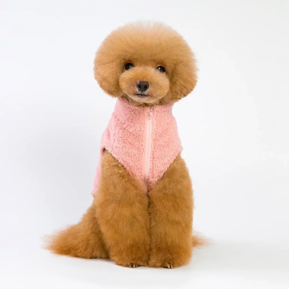 Double Fleece Winter Jacket for Small Dogs - Pink