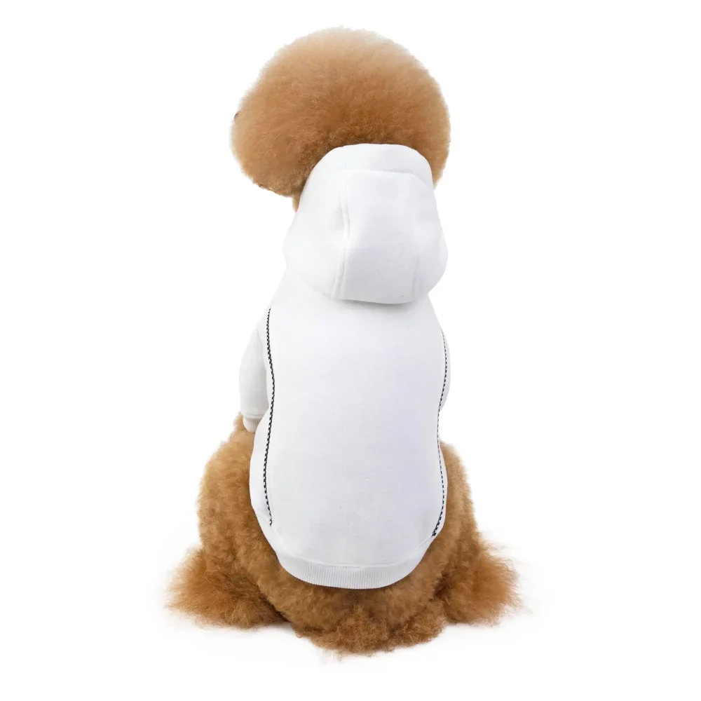 Drawstring Zip Hoodie for Dogs - White