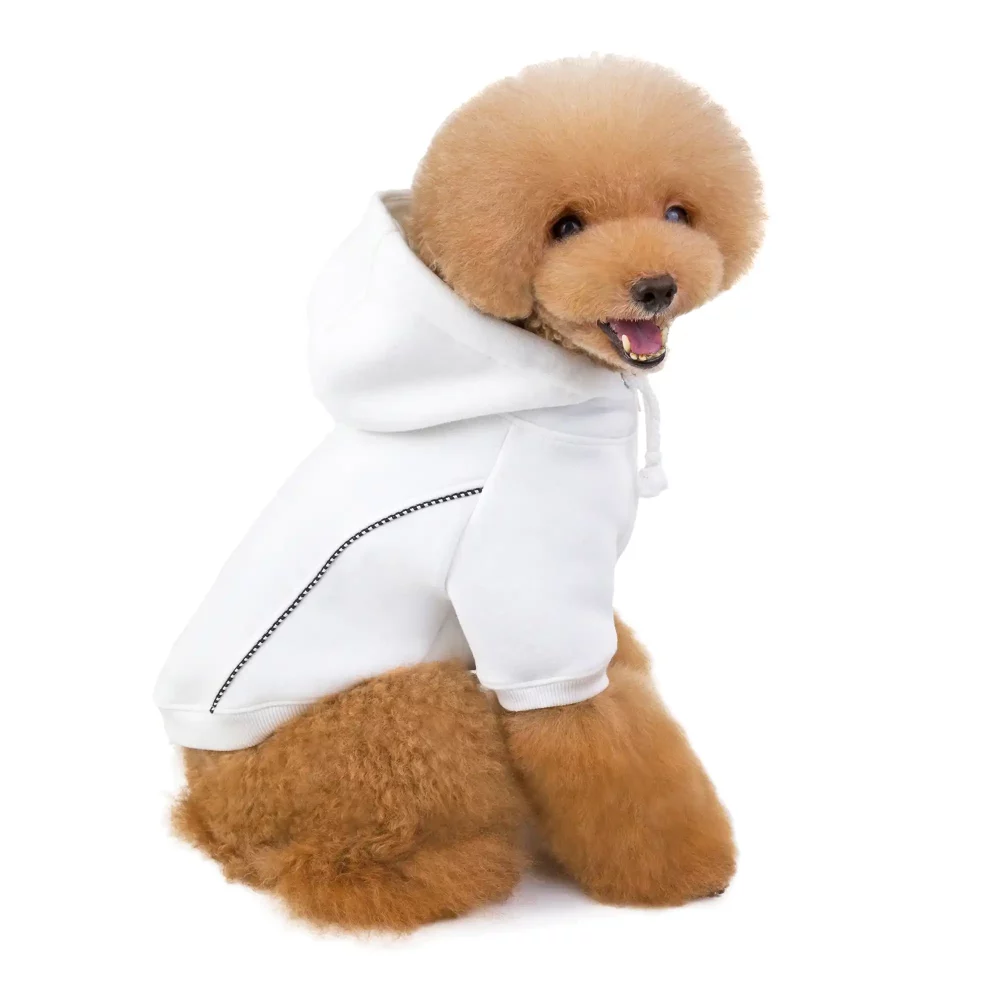 Drawstring Zip Hoodie for Dogs - White