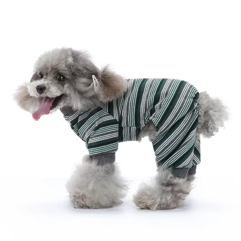 Four-legged Striped Pajamas for Small Dogs - Green