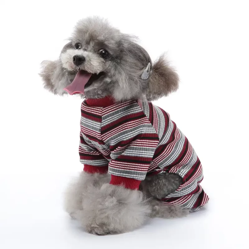 Four-legged Striped Pajamas for Small Dogs - Red