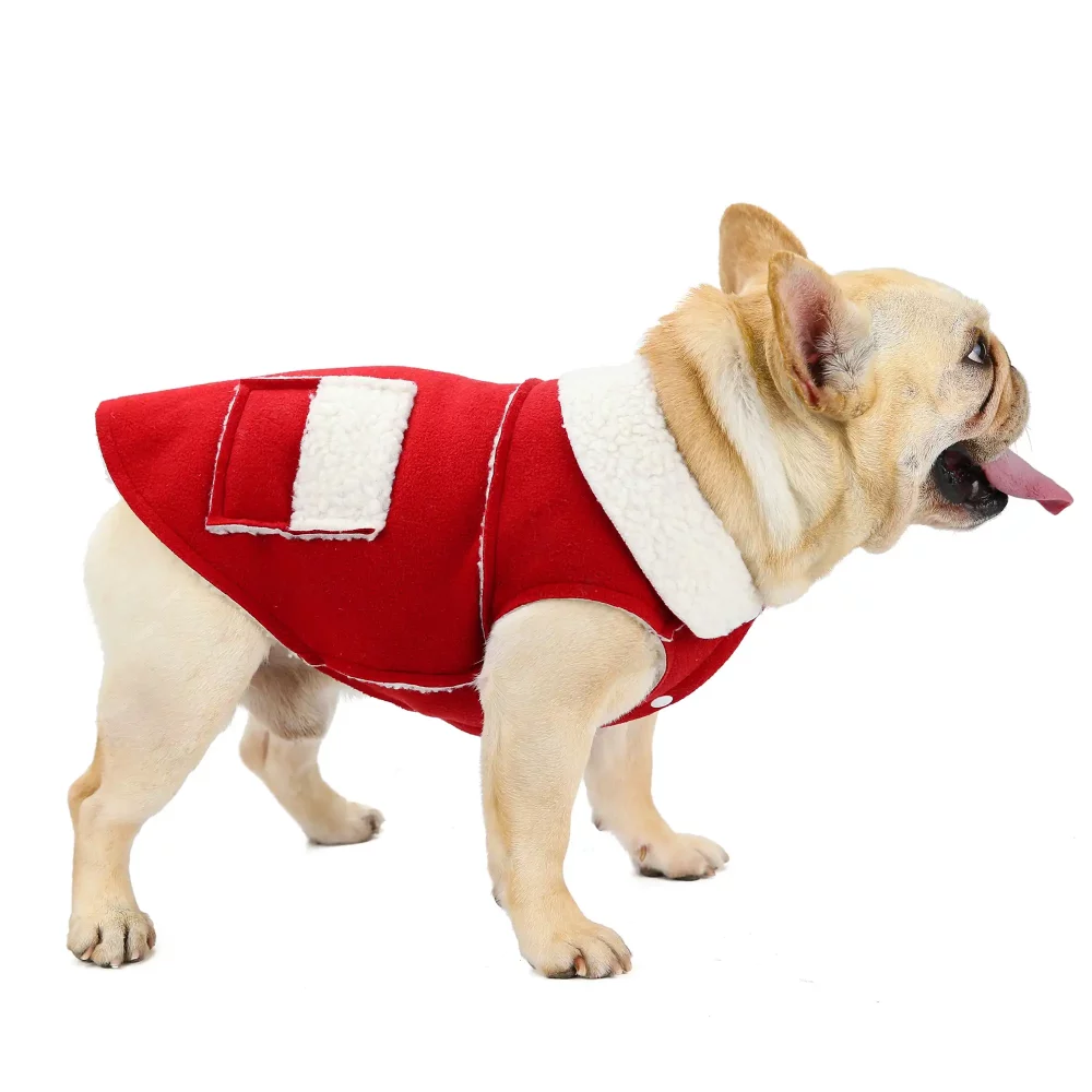 Lamb Velvet Jacket for Small Dogs - Red