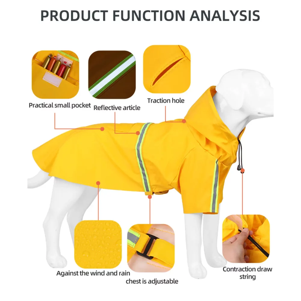 Outdoor Reflective Rain Poncho for Dogs
