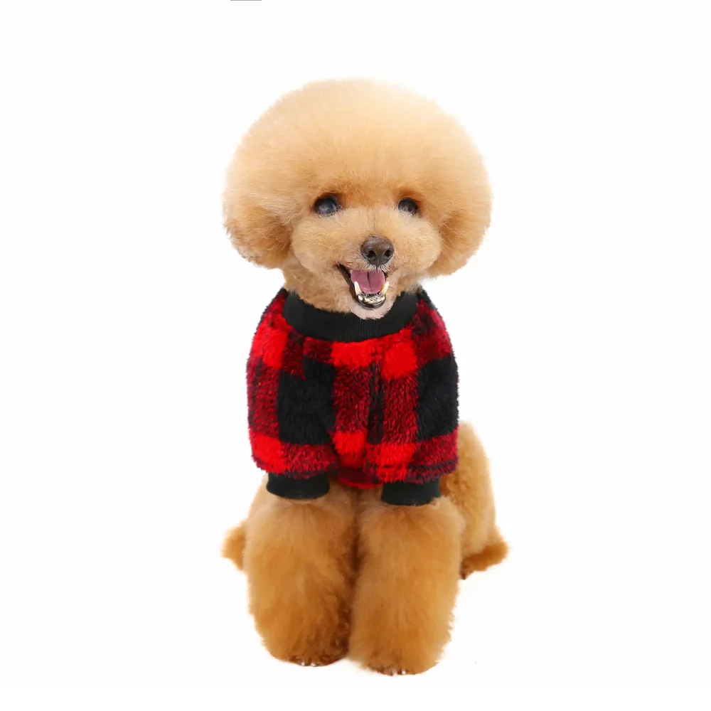 Plaid Sweatshirt for Small Dogs - Red