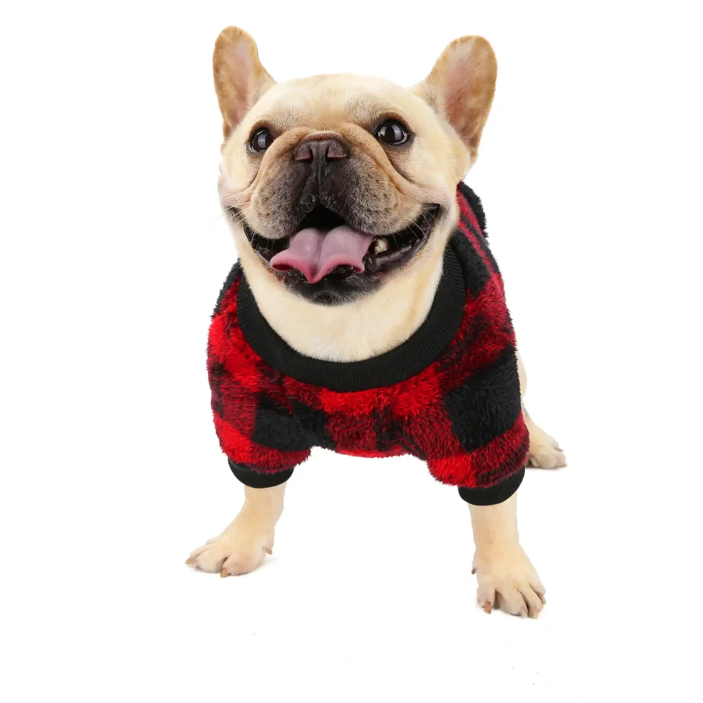 Plaid Sweatshirt for Small Dogs - Red