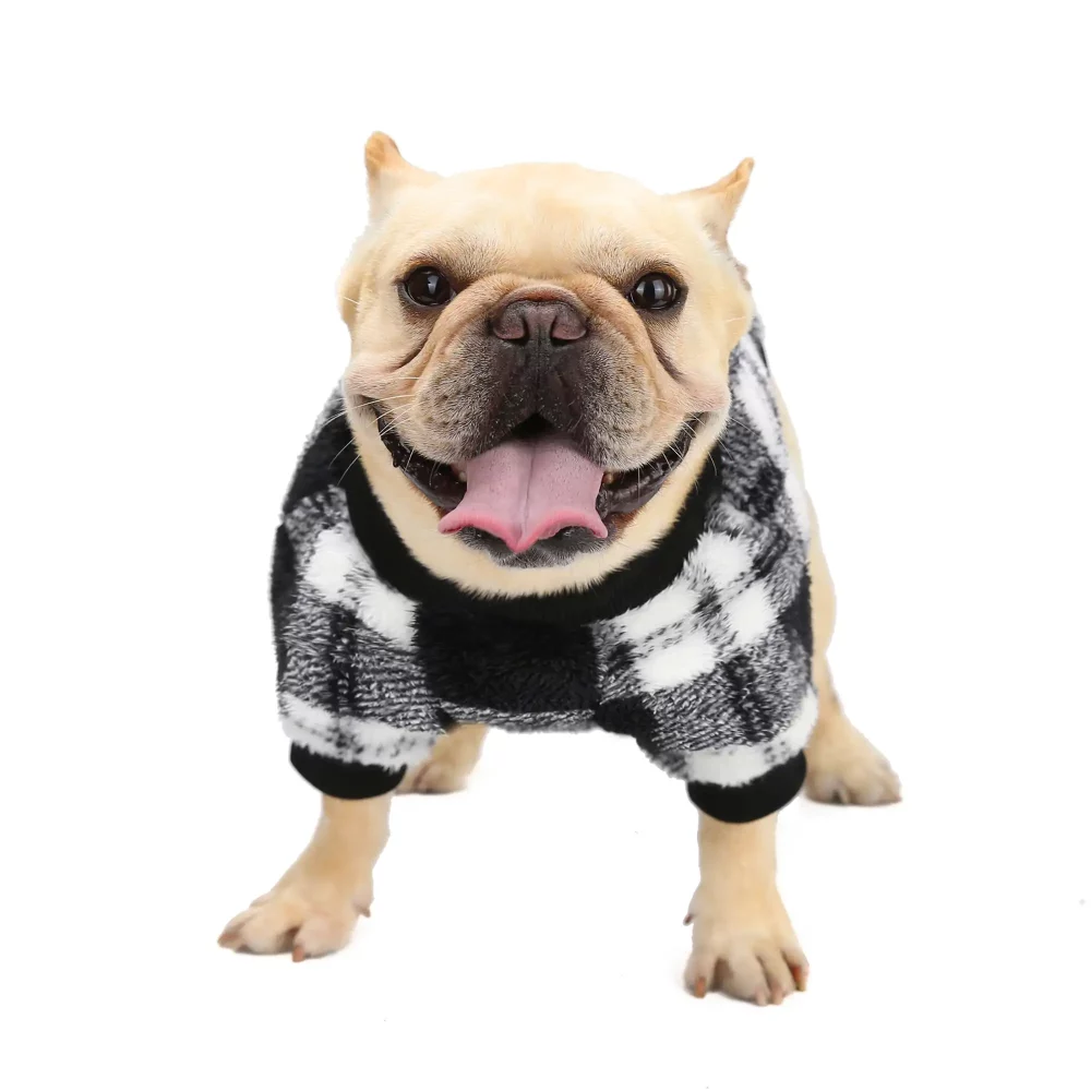 Plaid Sweatshirt for Small Dogs - White