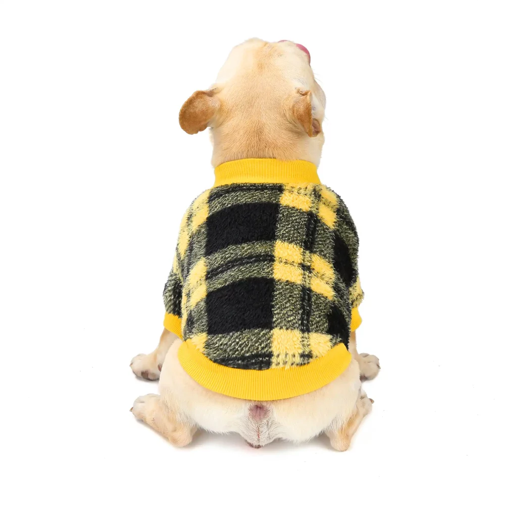 Plaid Sweatshirt for Small Dogs - Yellow