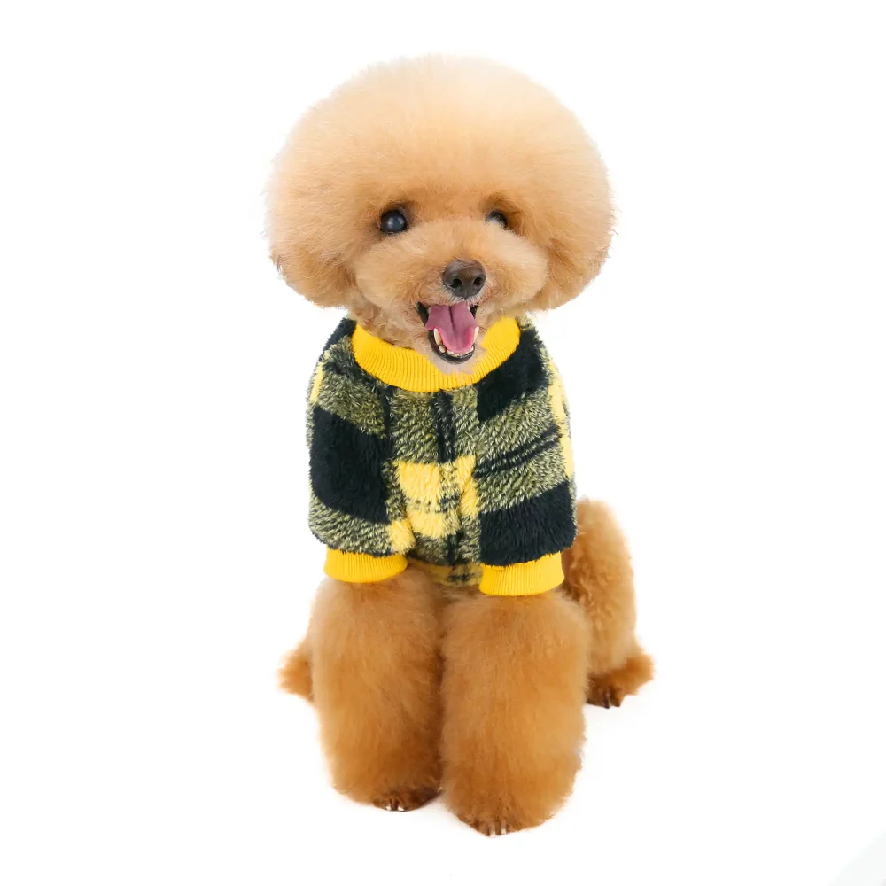 Plaid Sweatshirt for Small Dogs - Yellow