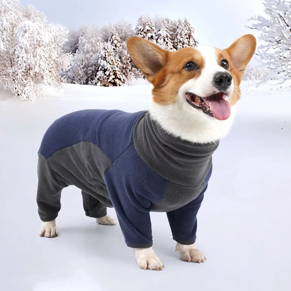 Polar Fleece Colorblock Jumpsuit for Dogs - Navy