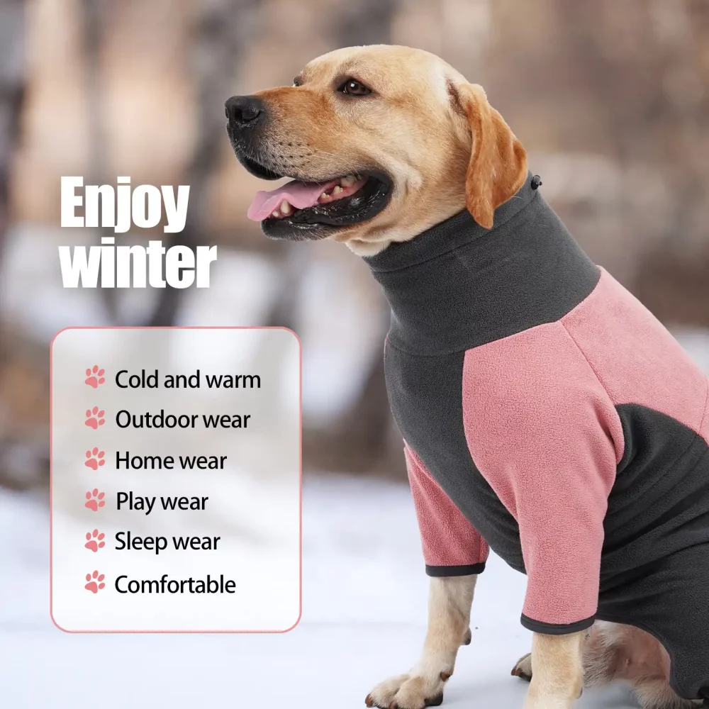 Polar Fleece Colorblock Jumpsuit for Dogs - Pink