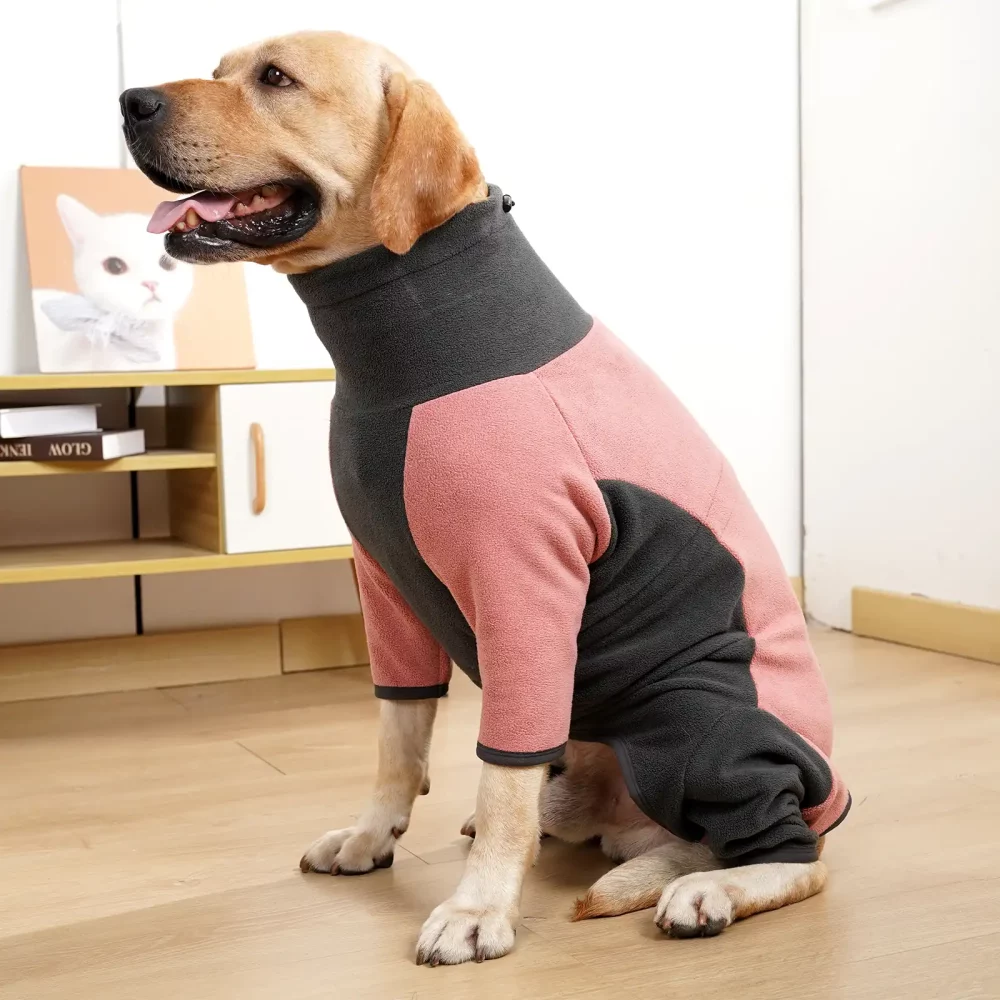 Polar Fleece Colorblock Jumpsuit for Dogs - Pink