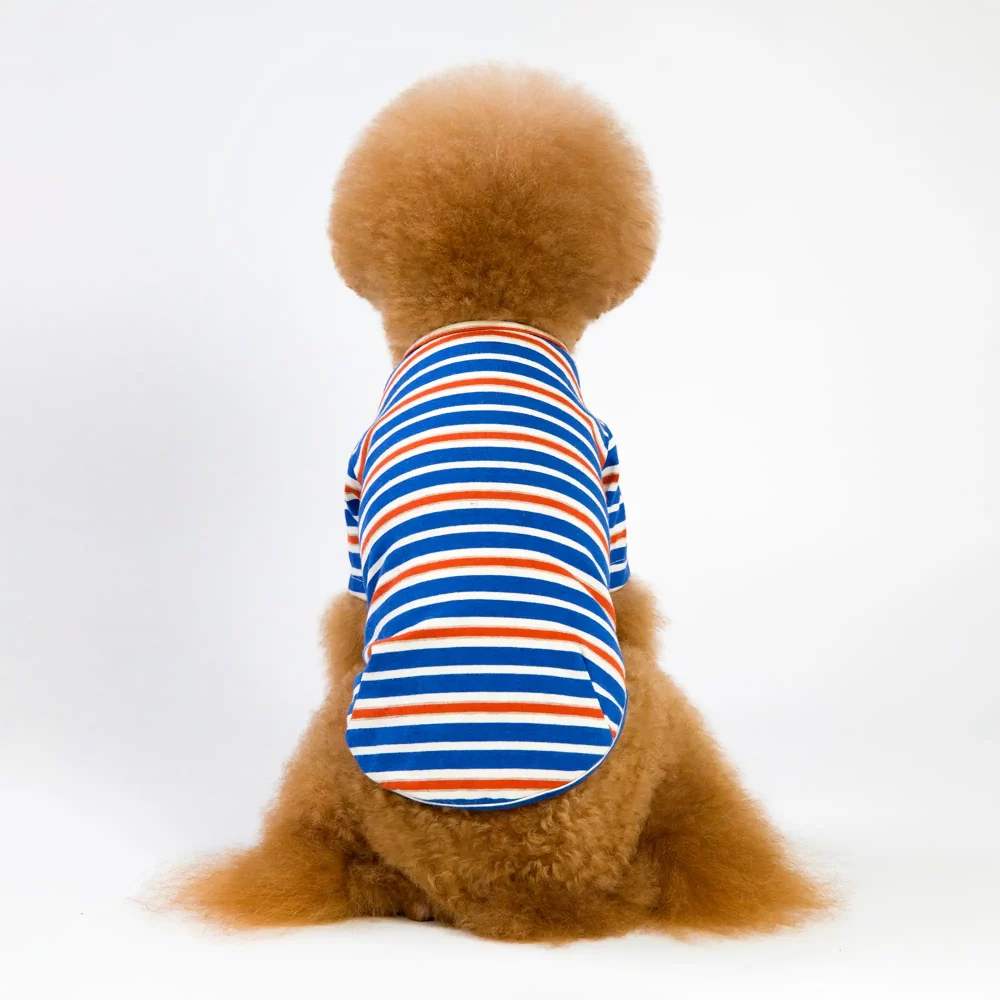 Pure Cotton Striped Bottoming Shirt for Dogs - Blue