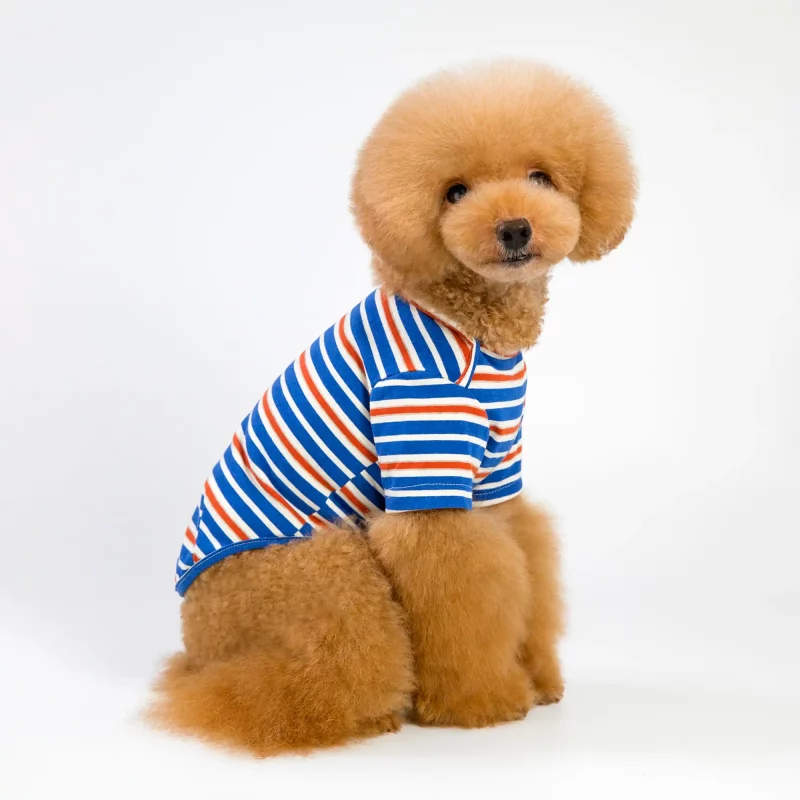 Pure Cotton Striped Bottoming Shirt for Dogs - Blue
