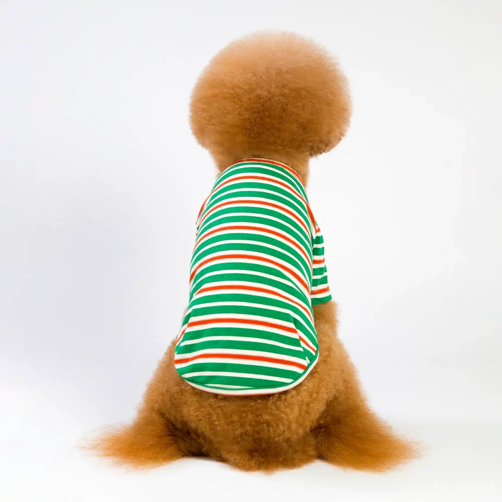 Pure Cotton Striped Bottoming Shirt for Dogs - Green