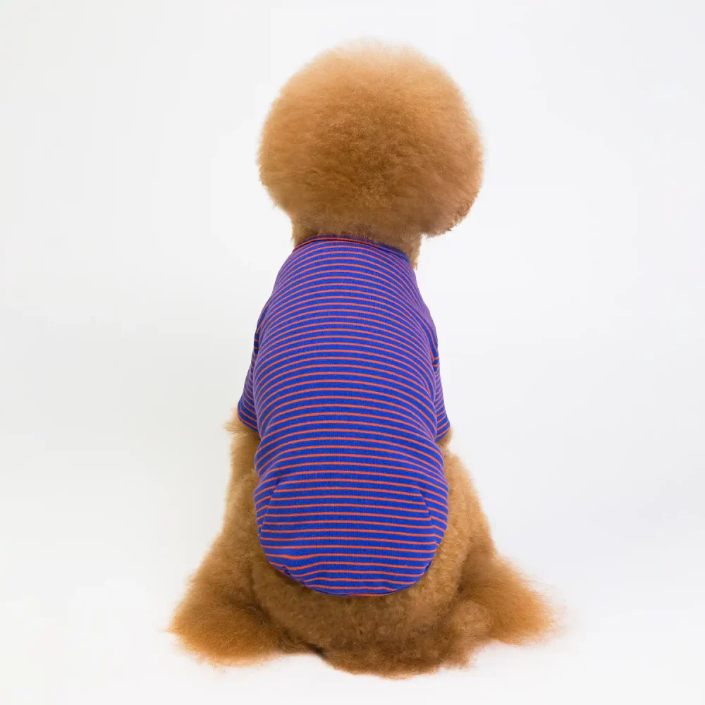 Pure Cotton Striped T-shirt for Dogs - Purple