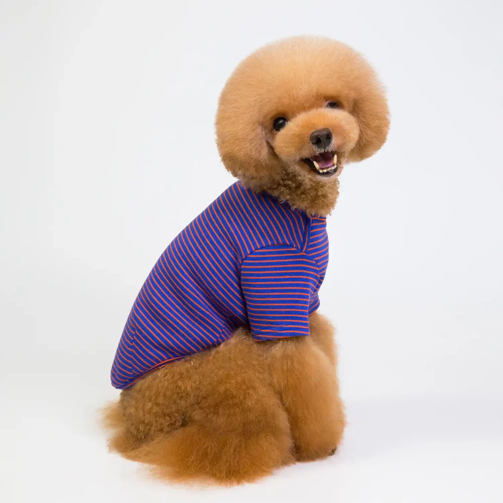 Pure Cotton Striped T-shirt for Dogs - Purple