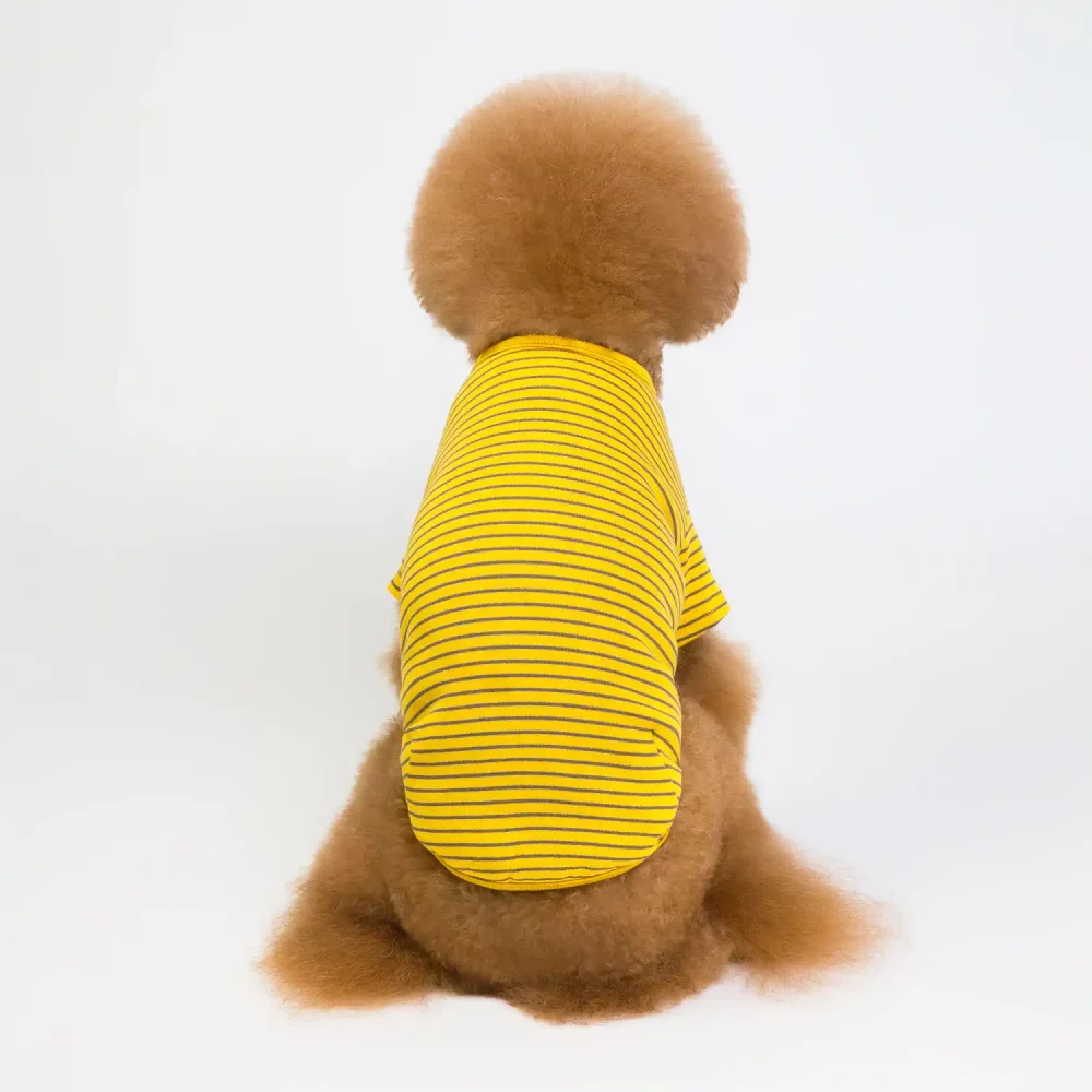 Pure Cotton Striped T-shirt for Dogs - Yellow