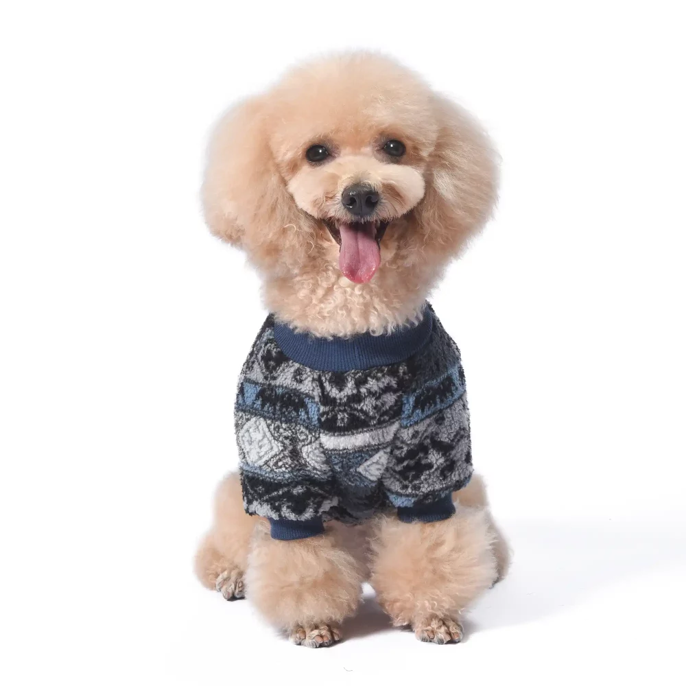 Retro Pattern Pullover Sweater for Dogs - Blue