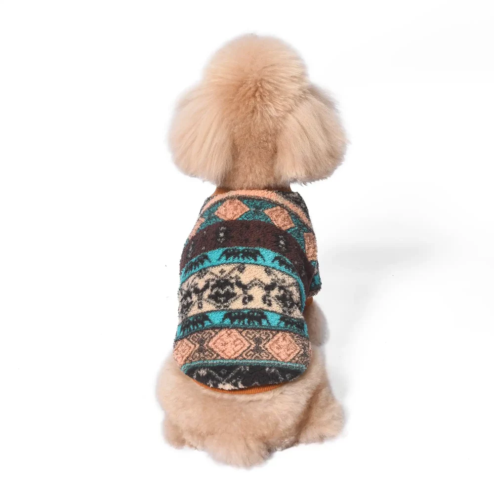 Retro Pattern Pullover Sweater for Dogs - Orange