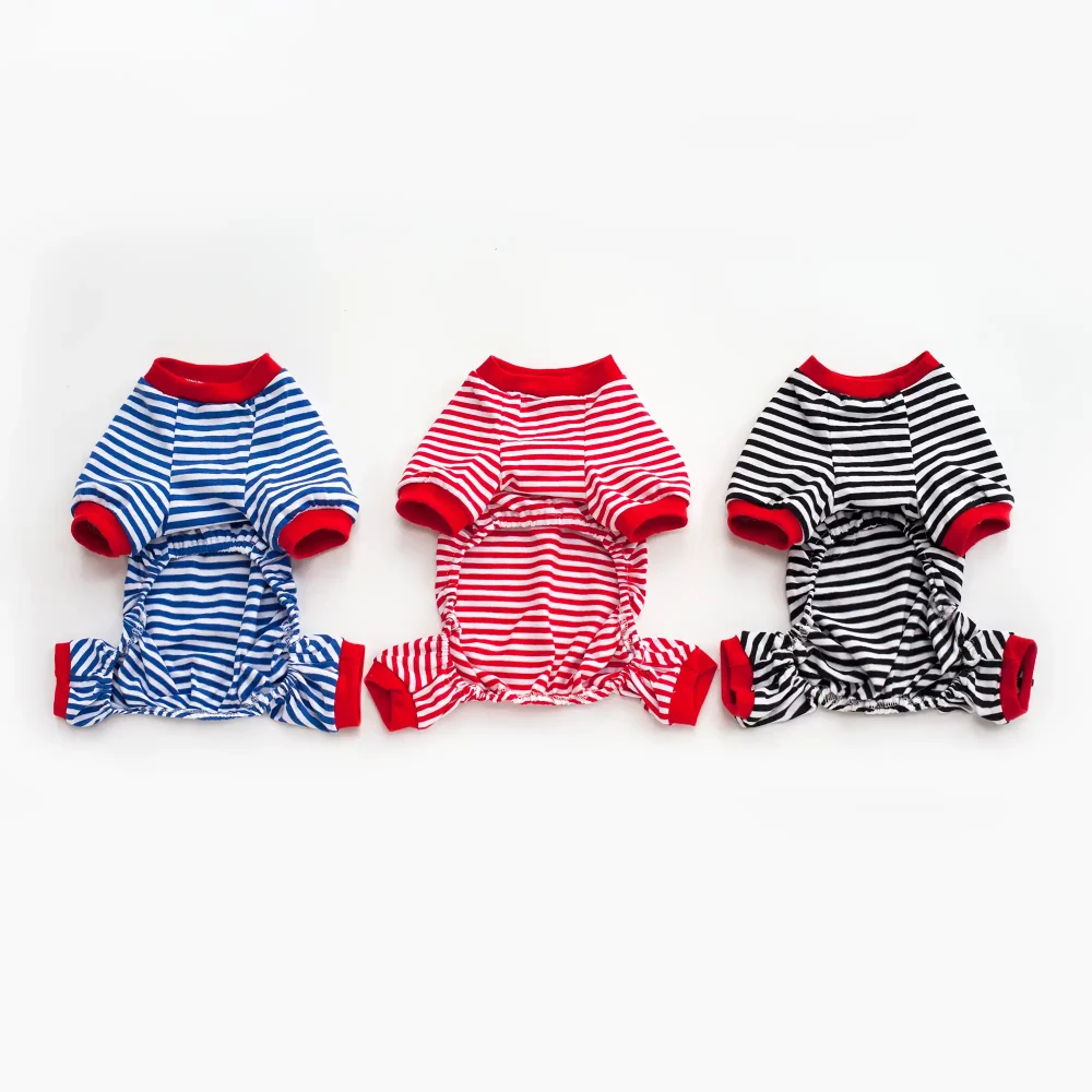 Striped Cotton Pajamas for Small Dogs