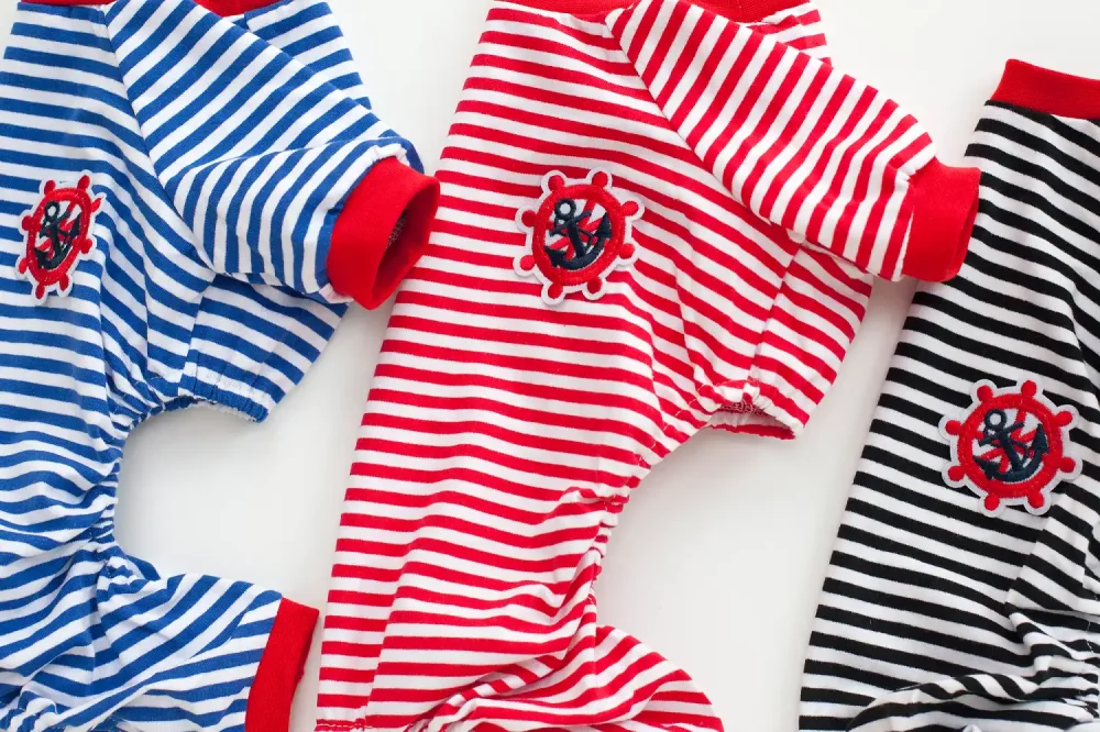 Striped Cotton Pajamas for Small Dogs