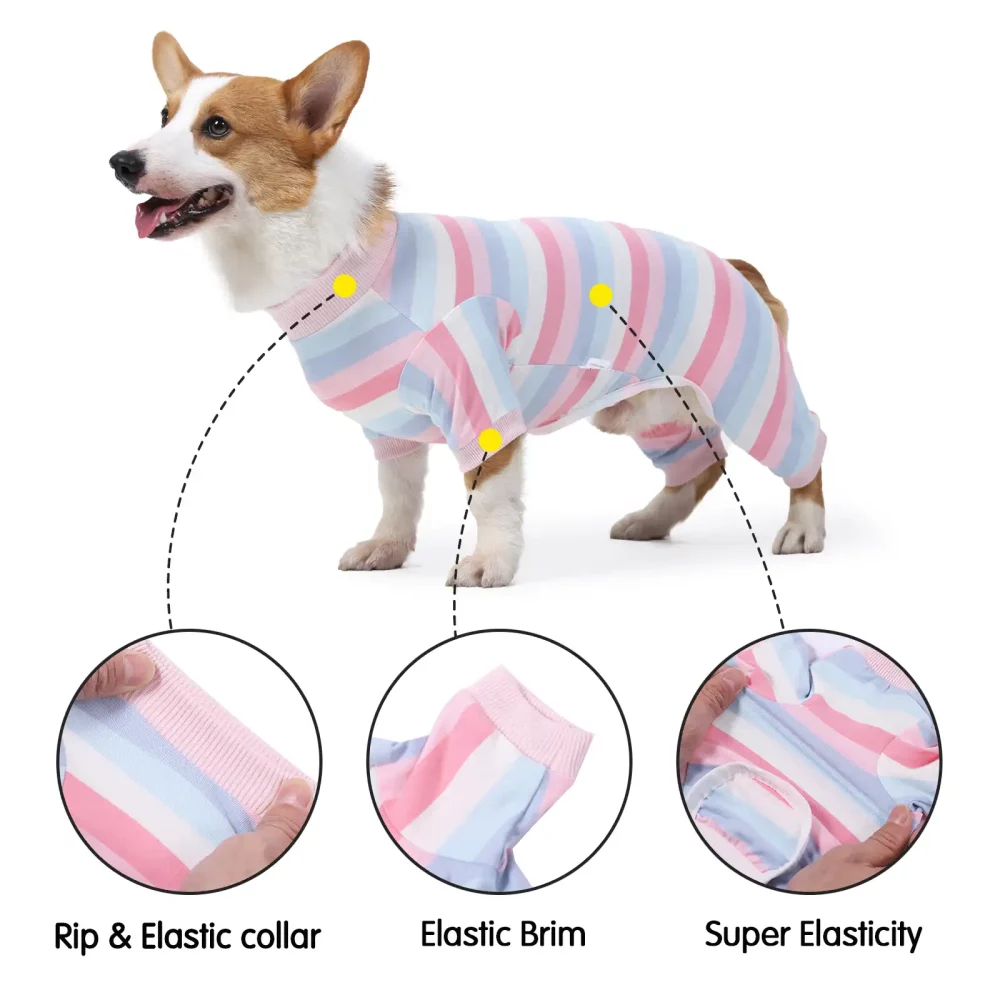 Striped Onesie Pajama for Small Dogs - Pink