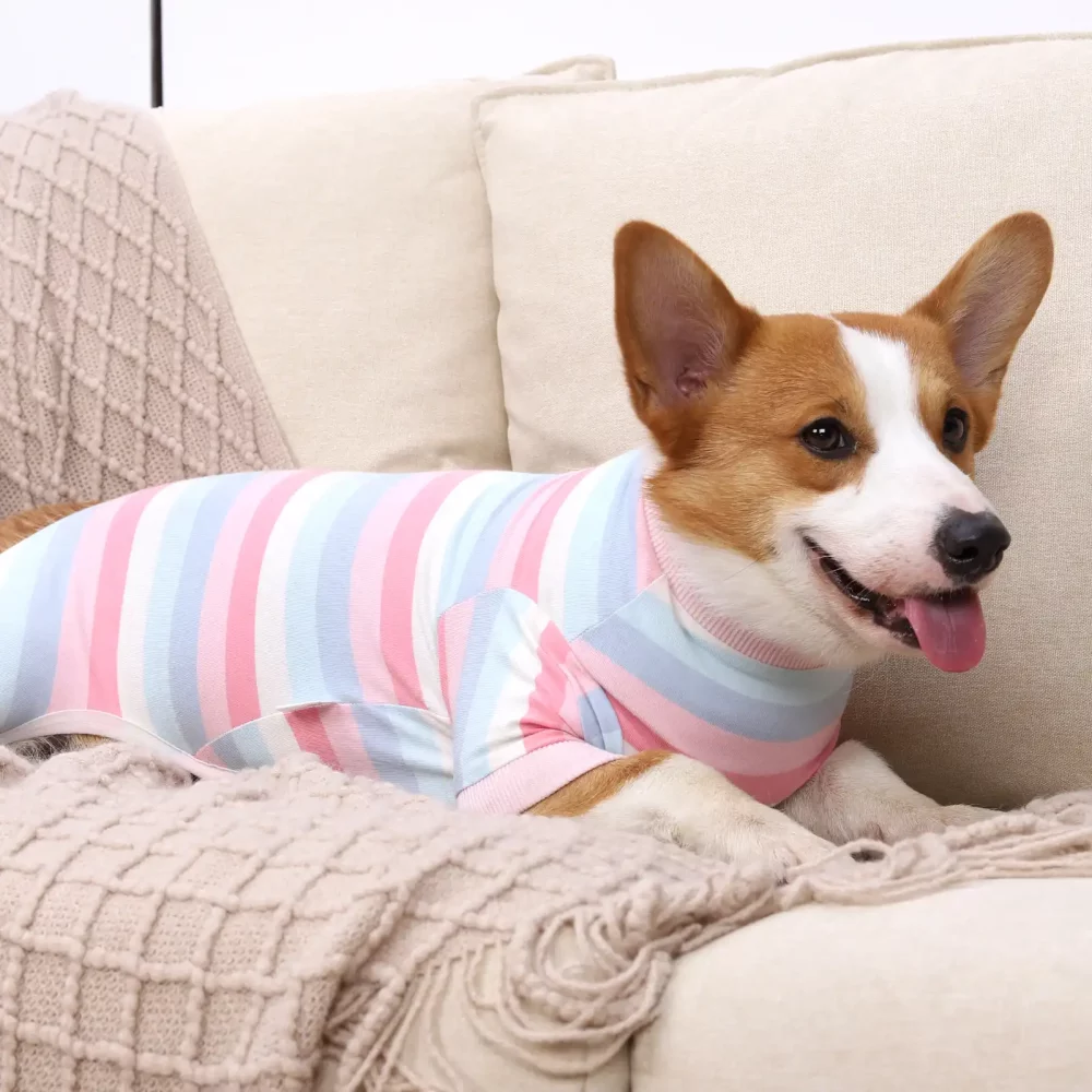 Striped Onesie Pajama for Small Dogs - Pink
