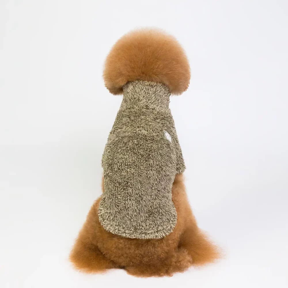 Turtleneck Double Fleece Sweater for Dogs - Coffee