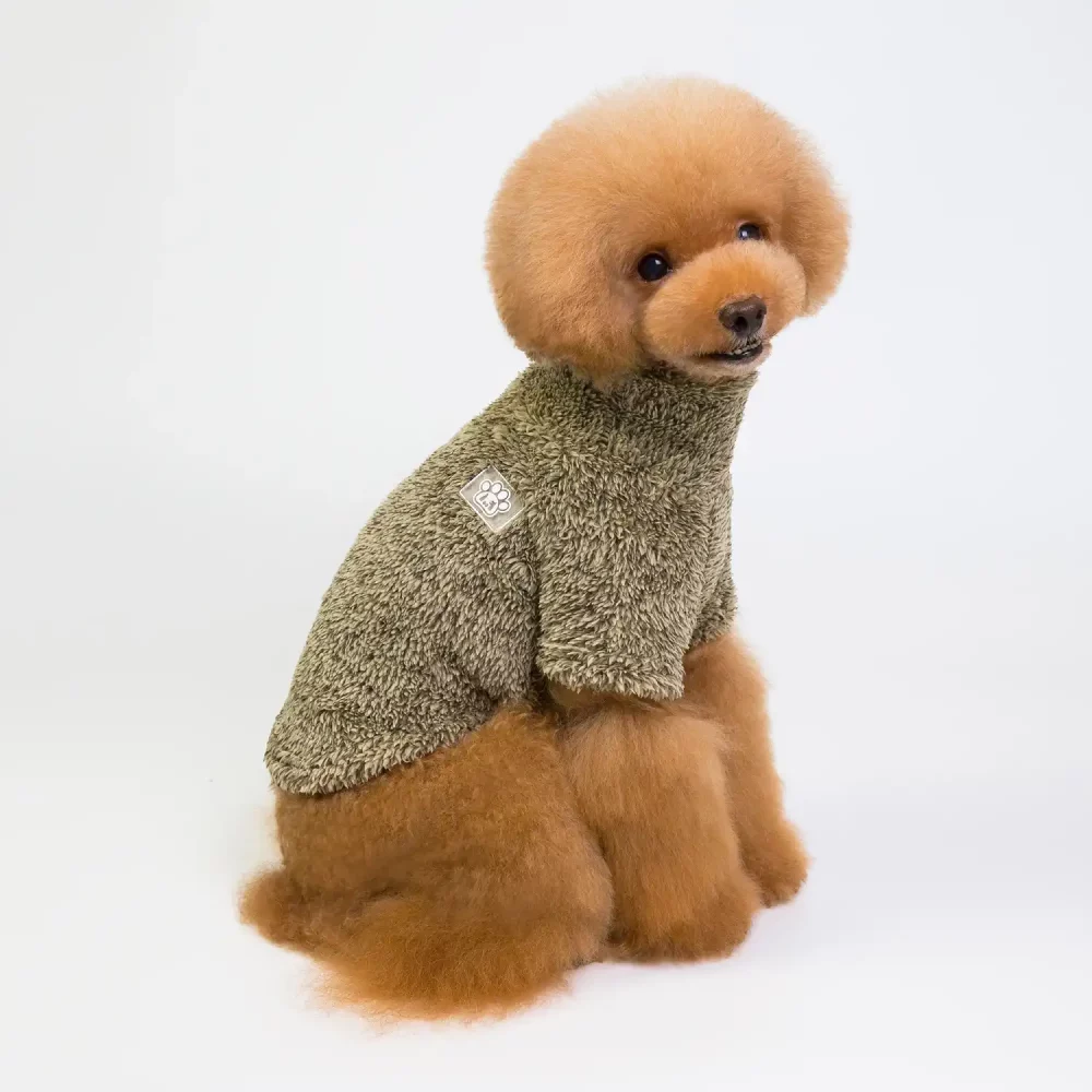 Turtleneck Double Fleece Sweater for Dogs - Coffee